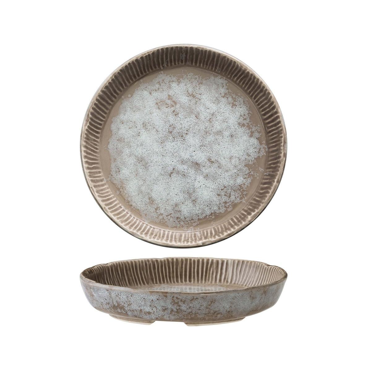 Graffito Grigio Piatto Fondo in Ceramica Reactive 20 cm 4 Pezzi
