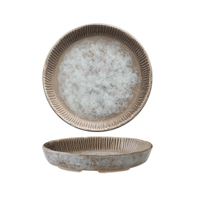 Graffito Grigio Piatto Fondo in Ceramica Reactive 20 cm 4 Pezzi