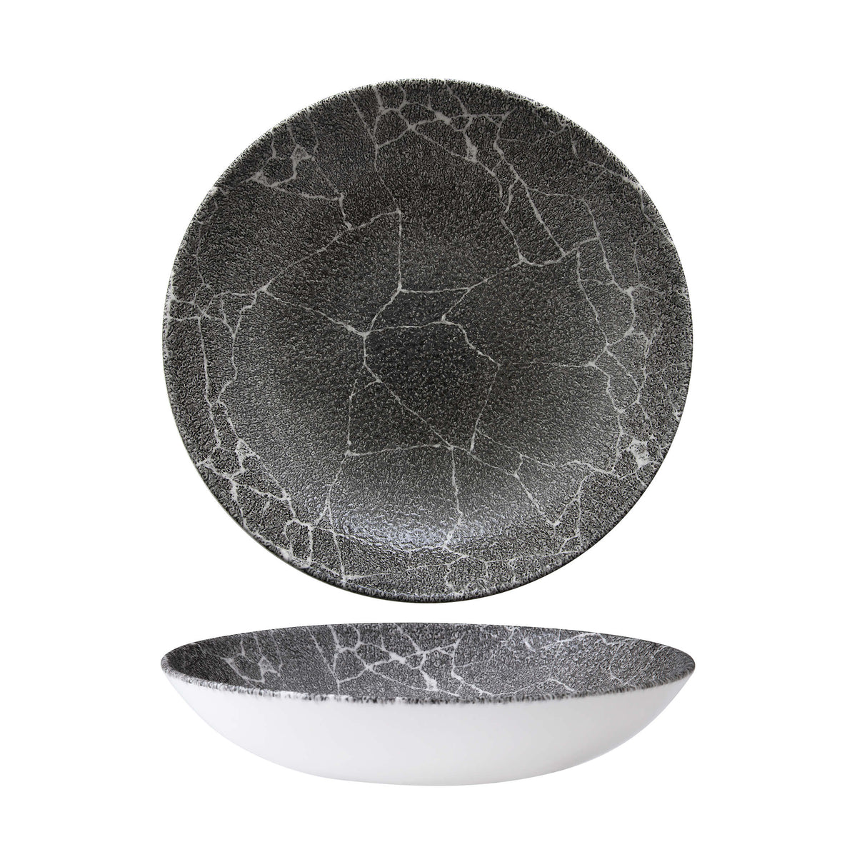 Churchill Studio Prints Kintsugi Reverse Quartz Black Piatto Fondo 24,8 cm 12 Pezzi