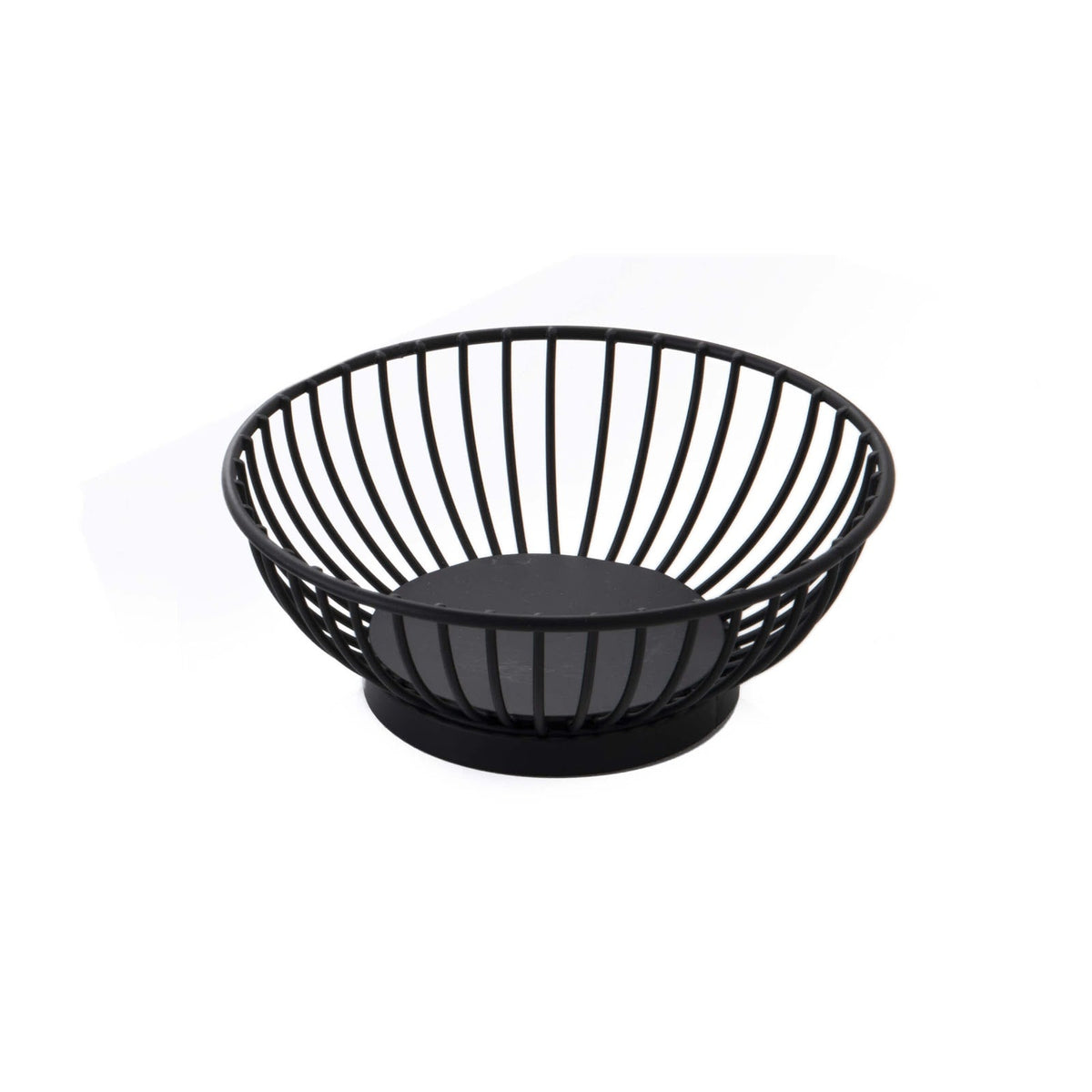 Cestino Pane Tondo in Filo di Acciaio Inox Nero Ø 15 cm H 5,5 cm