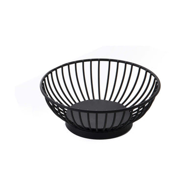 Cestino Pane Tondo in Filo di Acciaio Inox Nero Ø 15 cm H 5,5 cm