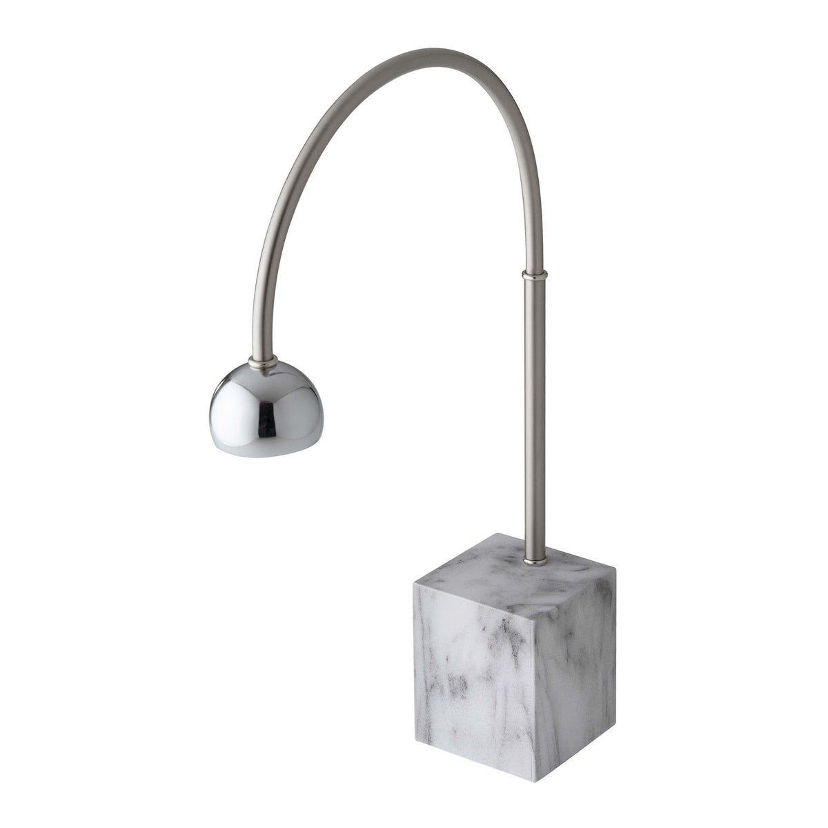 Leonardo Lampada LED Touch Aside Argento e Marmo Bianco Ricaricabile H 40 cm