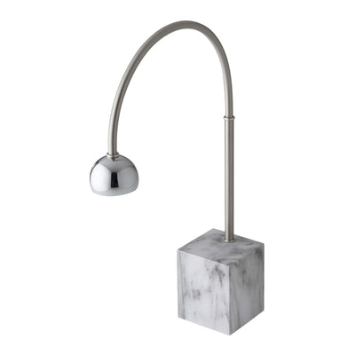 Leonardo Lampada LED Touch Aside Argento e Marmo Bianco Ricaricabile H 40 cm