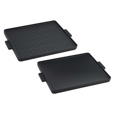 ILSA Piastra in Ghisa Smaltata Double Face Rigata e Liscia con Manici 30x30 cm