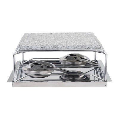Grill in Pietra Naturale con Supporto Inox e 2 Bruciatori cm 23x23