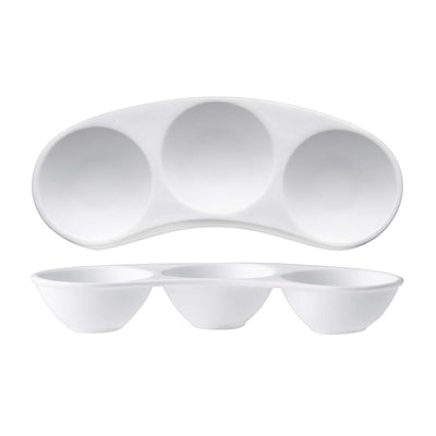 Antipastiera 3 Scomparti New Bone China Bianco Opaco 16,2x6,7 cm 12 Pezzi