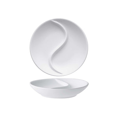 Piattino Tondo 2 Scomparti New Bone China Bianco Opaco Ø 9,1 cm 6 Pezzi