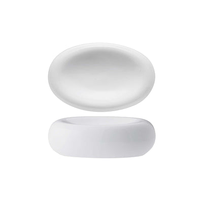 Stone Bianco Piatto Gourmet Ovale in Porcellana 15x10,2 cm 6 Pezzi