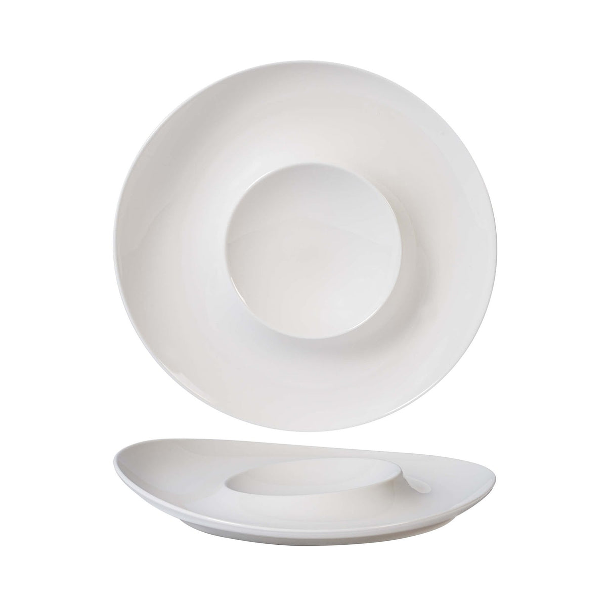 Magnesium Orbit Piatto Presentazione in Porcellana 26,5x26 cm 2 Pezzi