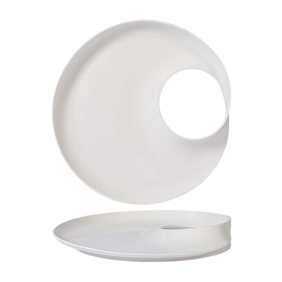 Magnesium Hole Moon Piatto Presentazione in Porcellana 26x25 cm 2 Pezzi