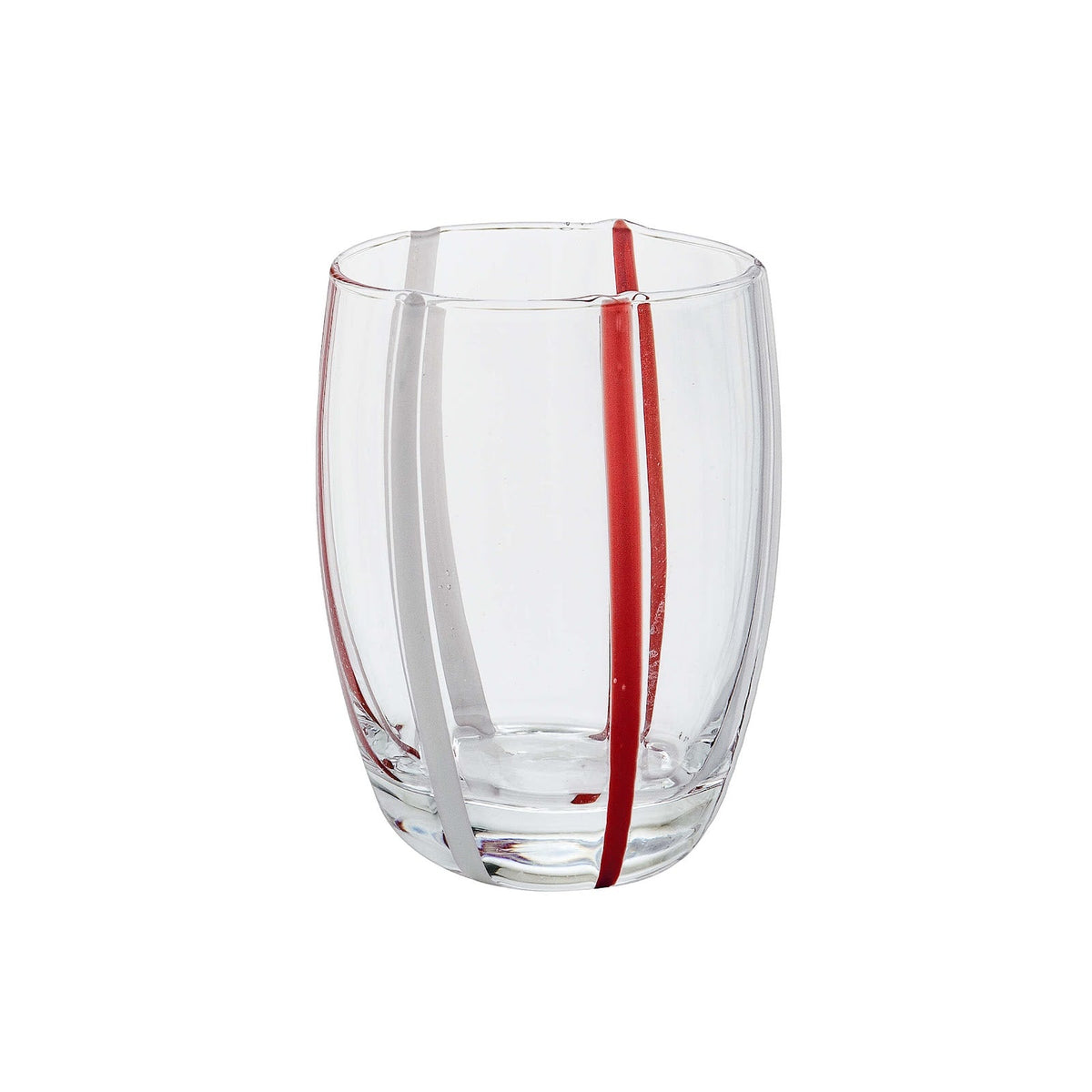 Rows Bicchiere Acqua Opale Rosso Bianco Vetro Soffiato a Bocca 38 cl Confezione 4 Pezzi