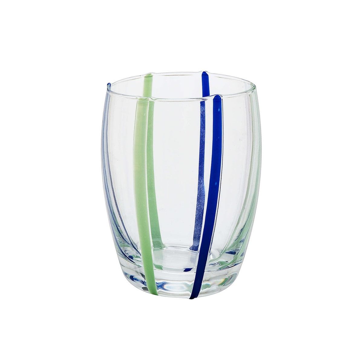 Rows Bicchiere Acqua Opale Verde Blu Vetro Soffiato a Bocca 38 cl Confezione 4 Pezzi