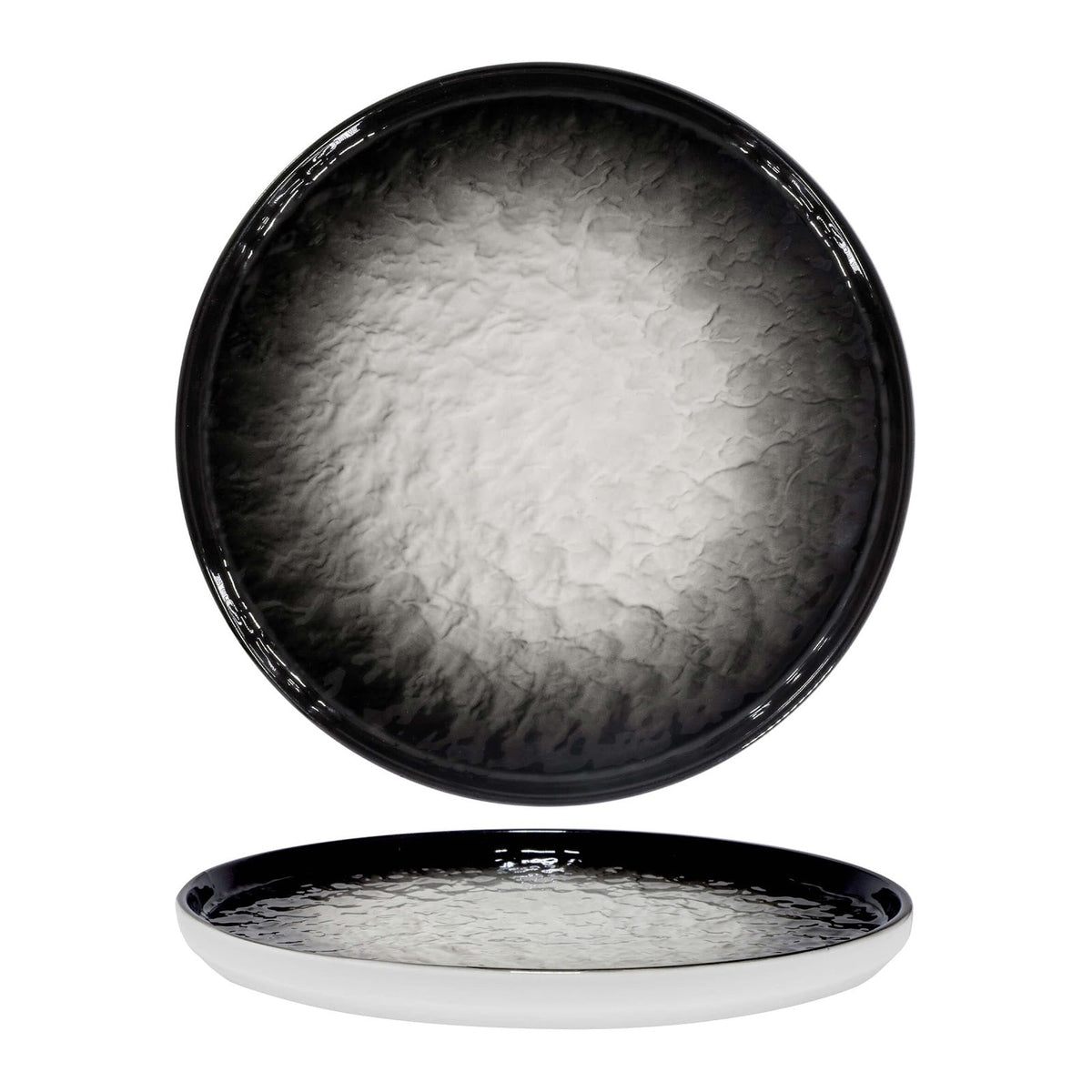 Shade Nero Piatto Piano Impilabile New Bone China 25,5 cm 3 Pezzi
