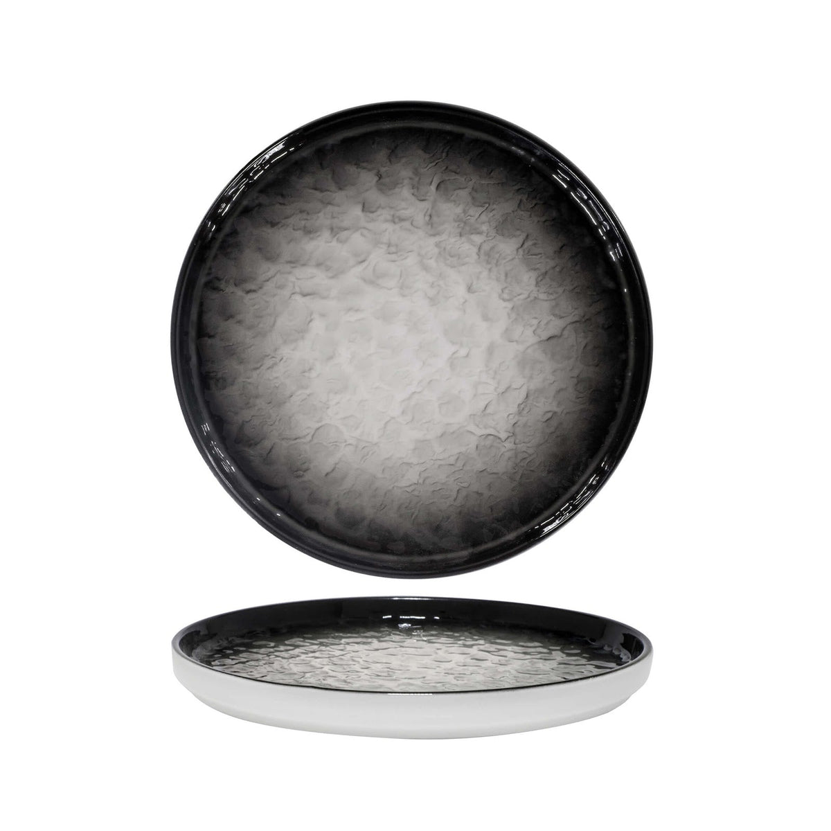 Shade Nero Piatto Piano Impilabile New Bone China 20,3 cm 6 Pezzi