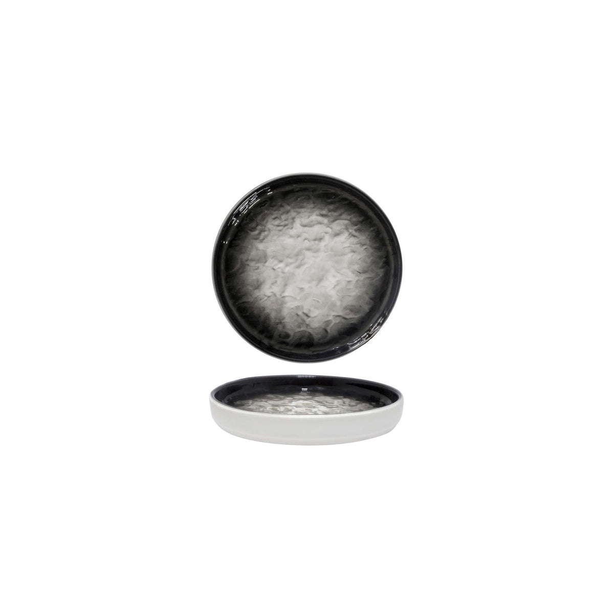 Shade Nero Piatto Piano Impilabile New Bone China 12,8 cm 24 Pezzi