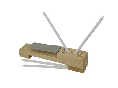 Affilatore ceramica 4 stecche base legno duro, 2 grana media e 2 grana fine