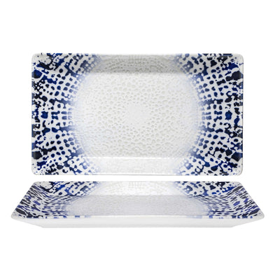 Saturnia Alchimia Blu Vassoio Rettangolare Kimi Porcellana 29x17,5 cm 6 Pezzi