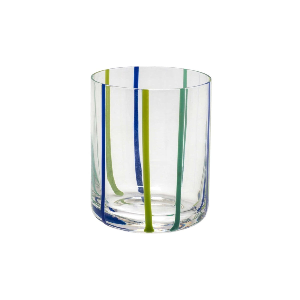 Stick Bicchiere Acqua Opale Blu Verde Azzurro Vetro Soffiato a Bocca 37,5 cl 6 Pezzi