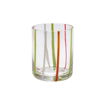 Stick Bicchiere Acqua Opale Arancio Rosso Bianco Verde Vetro Soffiato a Bocca 37,5 cl 6 Pezzi