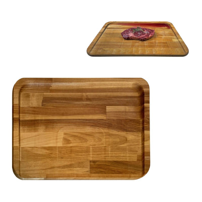 Tagliere in Legno di Faggio con Piano Raccogliliquidi Inclinato 45x30 cm H 1,9 cm 1 Pezzo