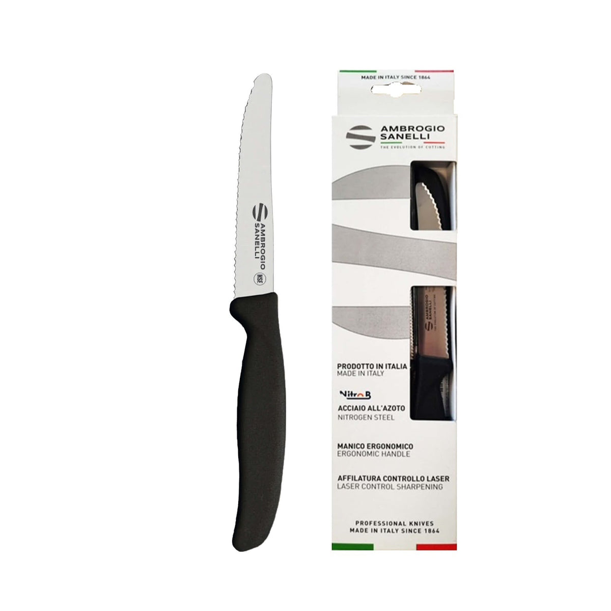 Sanelli Supra Coltello Tavola Lama Seghettata Manico SEBS Confezione 6 Pezzi