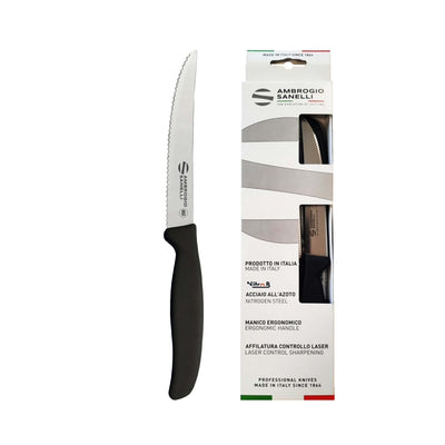Sanelli Supra Coltello Bistecca Lama Seghettata Manico SEBS Confezione 6 Pezzi