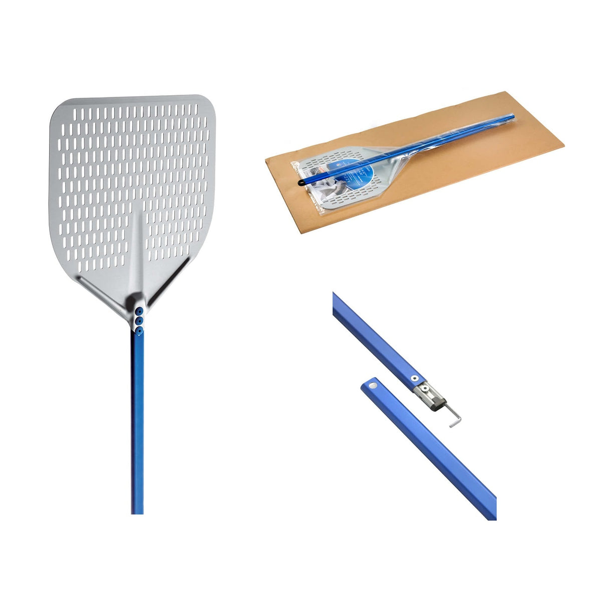 Gi.Metal 2 Smart Pala Pizza Rettangolare Forata in Alluminio 33 cm Manico 150 cm
