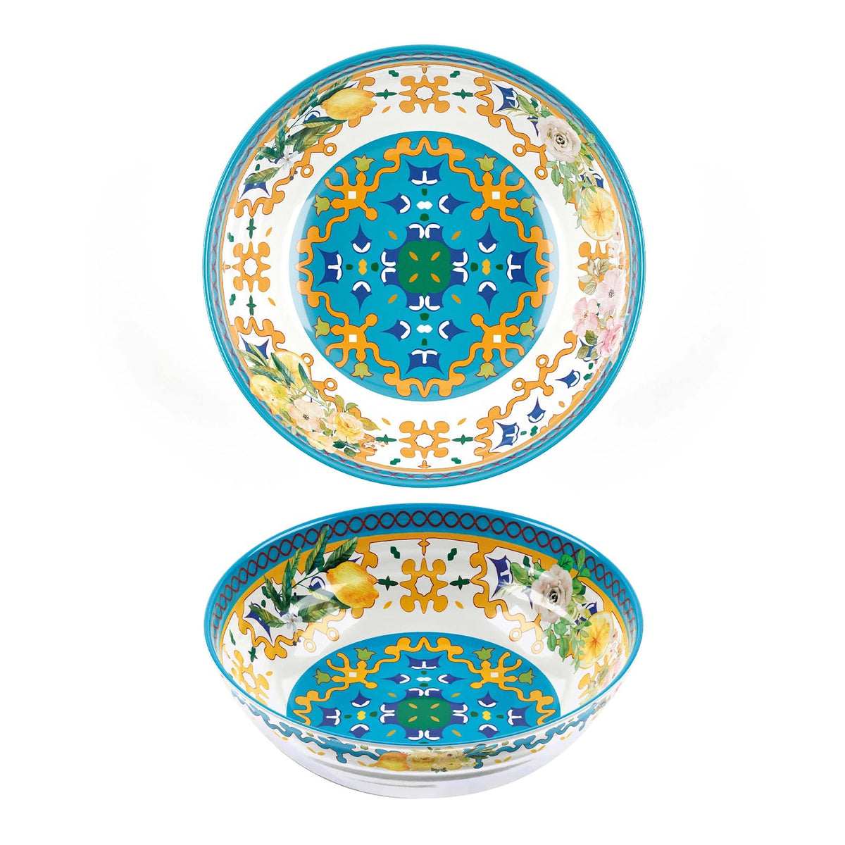 Flower and Lemon Coppa Tonda in Melamina Ø30 cm H9,7 2 Pezzi