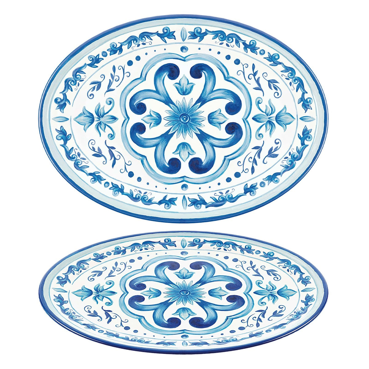 Blues Vassoio Ovale in Melamina 50x36 cm 2 Pezzi