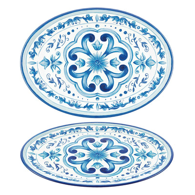 Blues Vassoio Ovale in Melamina 50x36 cm 2 Pezzi