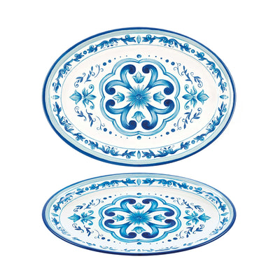 Blues Vassoio Ovale in Melamina 35,5x25,5 cm 2 Pezzi