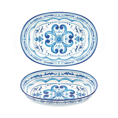 Blues Coppa Ovale in Melamina 32,5x23 cm 2 Pezzi