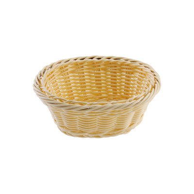 Cestino Pane Ovale in Vimini Plastificato con Rinforzi Inox 18x15 cm H 7 cm
