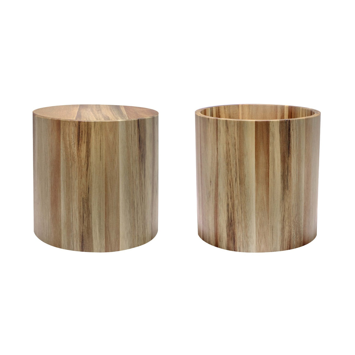 Buffet Alzata Contenitore Cilindro in Legno di Acacia Ø 15 cm H 15 cm