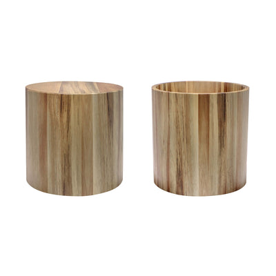 Buffet Alzata Contenitore Cilindro in Legno di Acacia Ø 15 cm H 15 cm