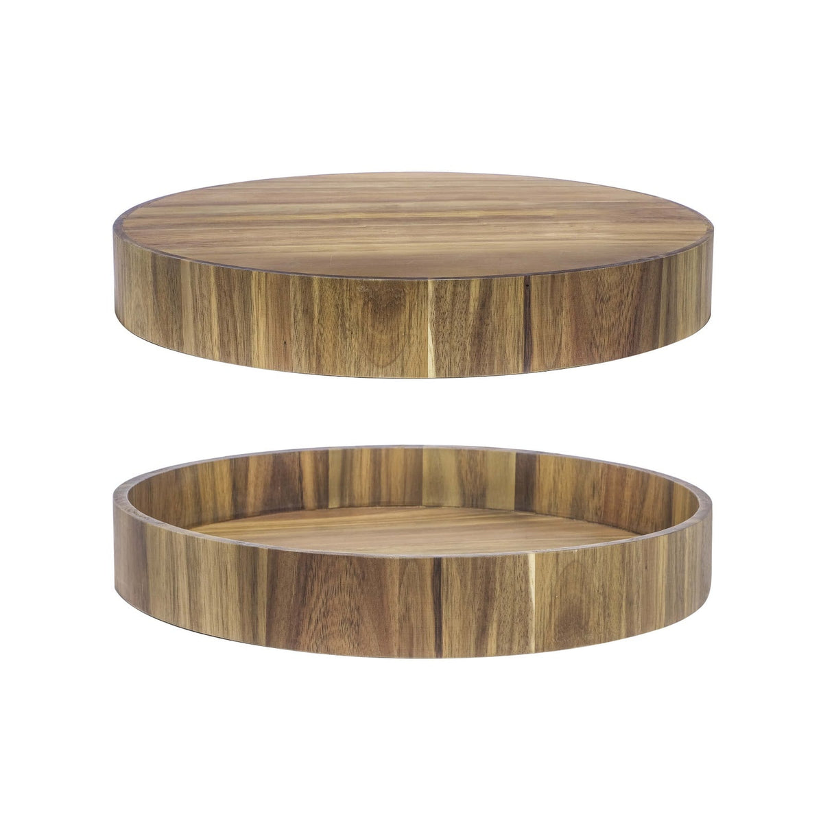 Alzata Vassoio Cilindro in Legno di Acacia Ø 35 cm H 5 cm per Buffet 1 Pezzo