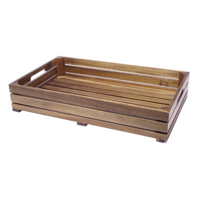 Cassetta in Legno di Acacia GN 1/1 53x32,5 cm H 10 cm per Buffet 1 Pezzo