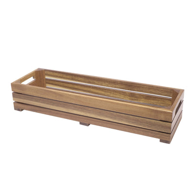 Cassetta in Legno di Acacia GN 2/4 53x16,2 cm H 10 cm per Buffet 1 Pezzo