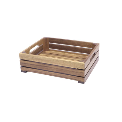 Cassetta in Legno di Acacia GN 1/2 32,5x26,5 cm H 10 cm per Buffet 1 Pezzo