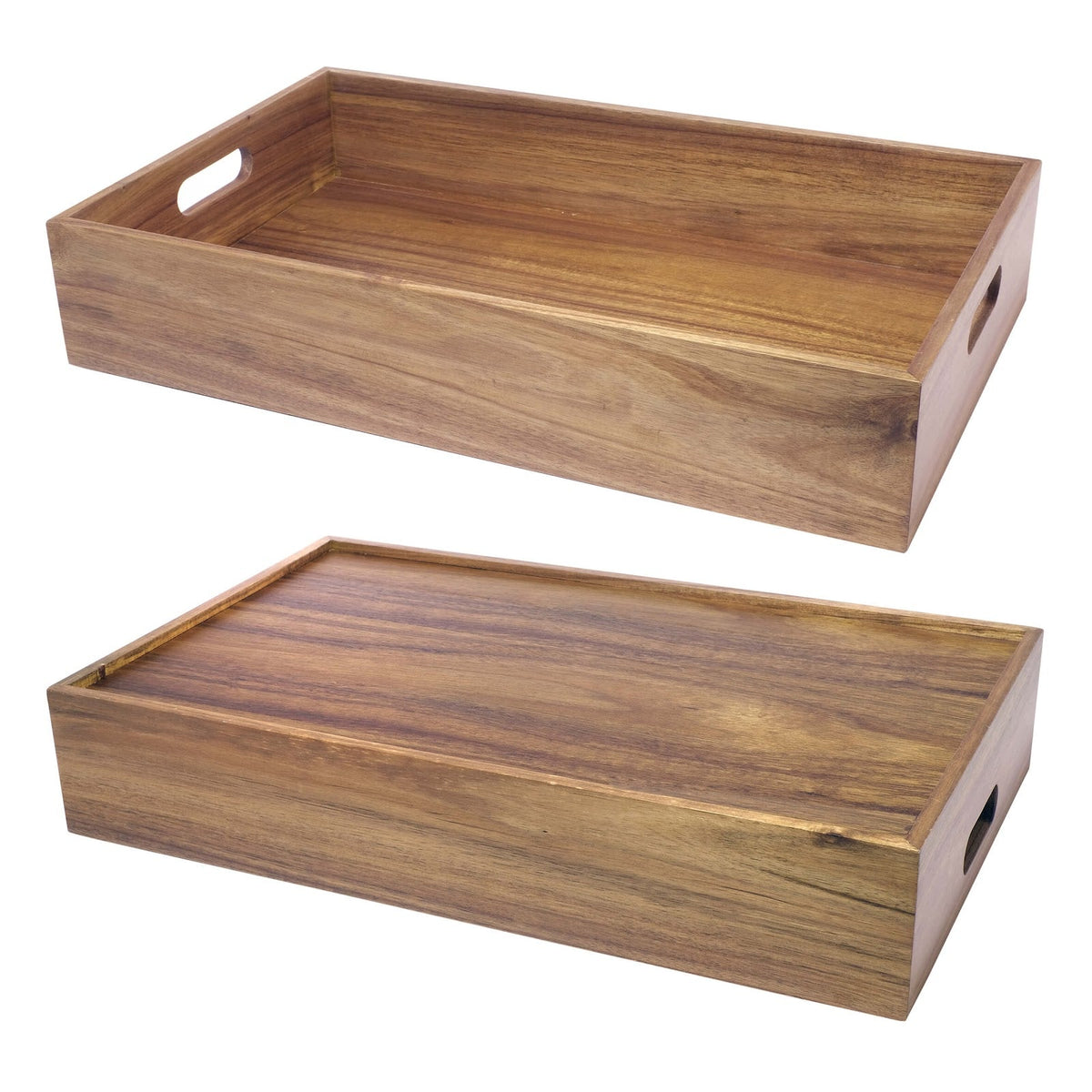 Cassetta Alzata in Legno di Acacia GN 1/1 53x32,5 cm H 10 cm per Buffet 1 Pezzo