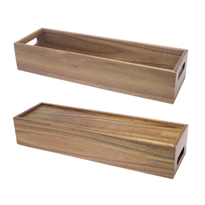 Cassetta Alzata in Legno di Acacia GN 2/4 53x16,2 cm H 10 cm per Buffet 1 Pezzo