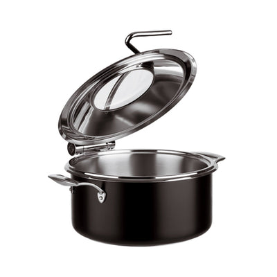 Paderno Scaldavivande Tondo Acciaio Inox Placcato Nero 8 Litri Ø 30,5 cm con Inserto