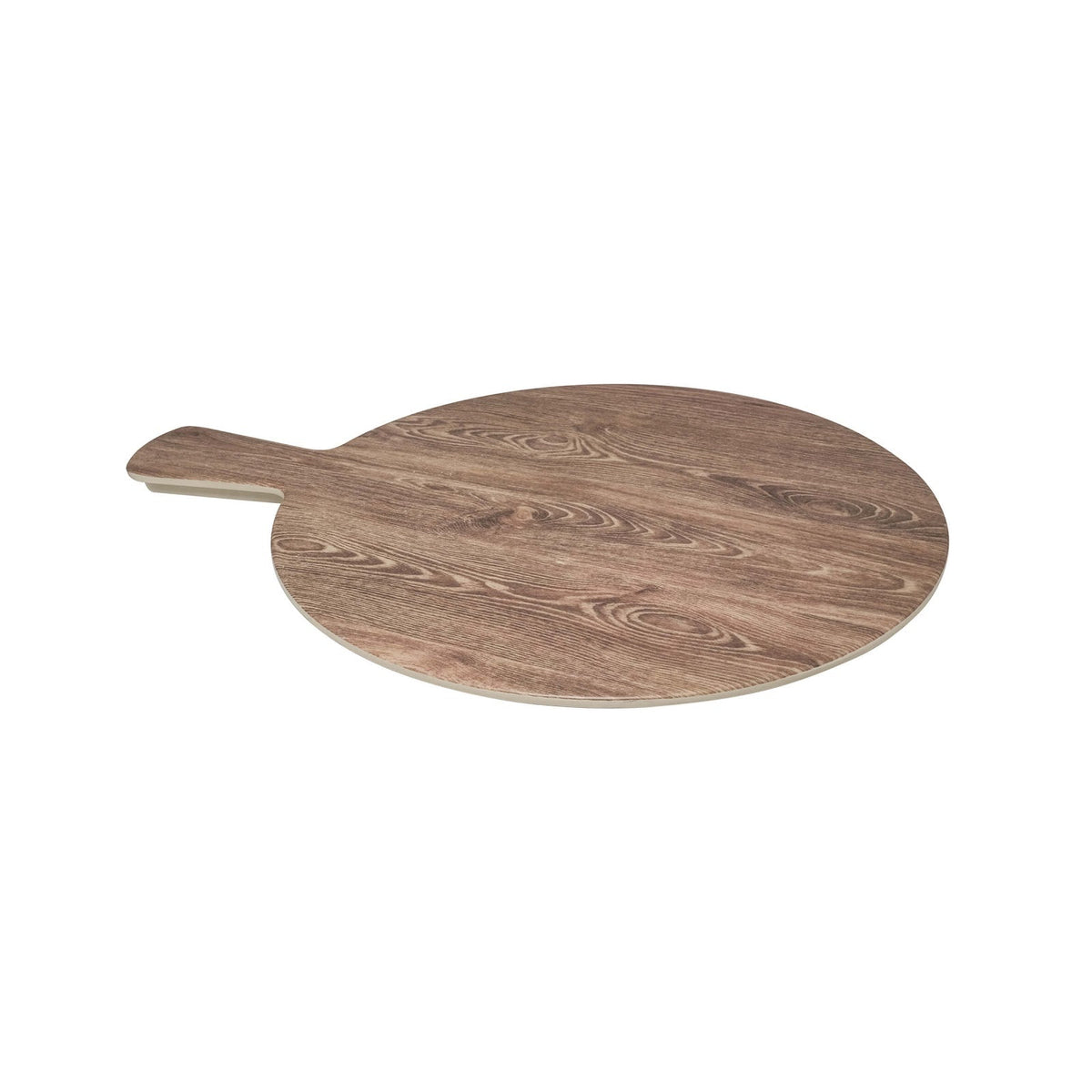 Tagliere Tondo in Melamina Effetto Legno con Manico 28 cm