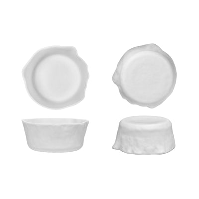 Roccia Coppetta Piatto Gourmet Cilindro Doppio Uso Vetro Bianco 9,8 cm H 4 cm 6 Pezzi