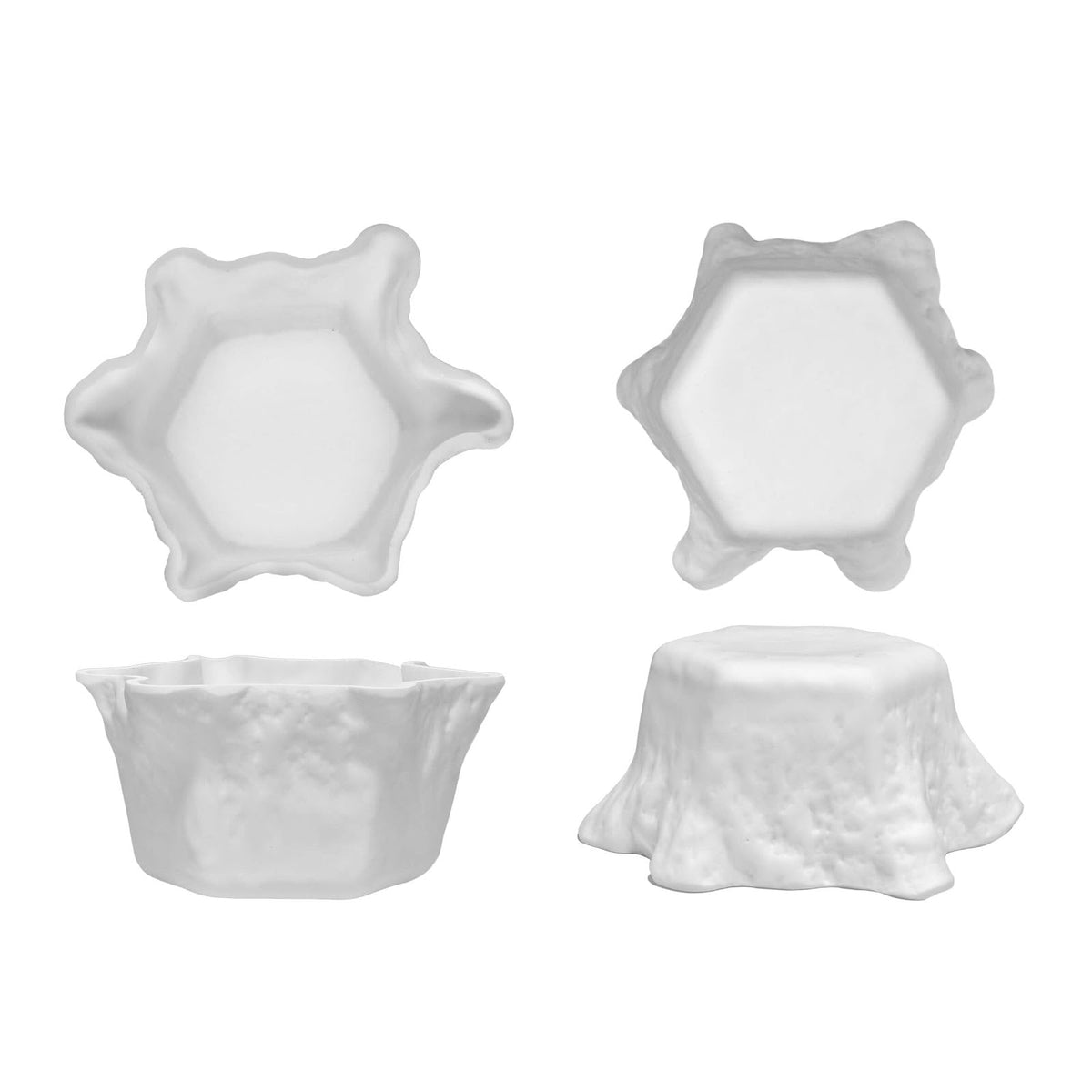 Roccia Prisma Coppetta Piatto Gourmet in Vetro Bianco Lavorato a Mano 11 cm H 6 cm 6 Pezzi