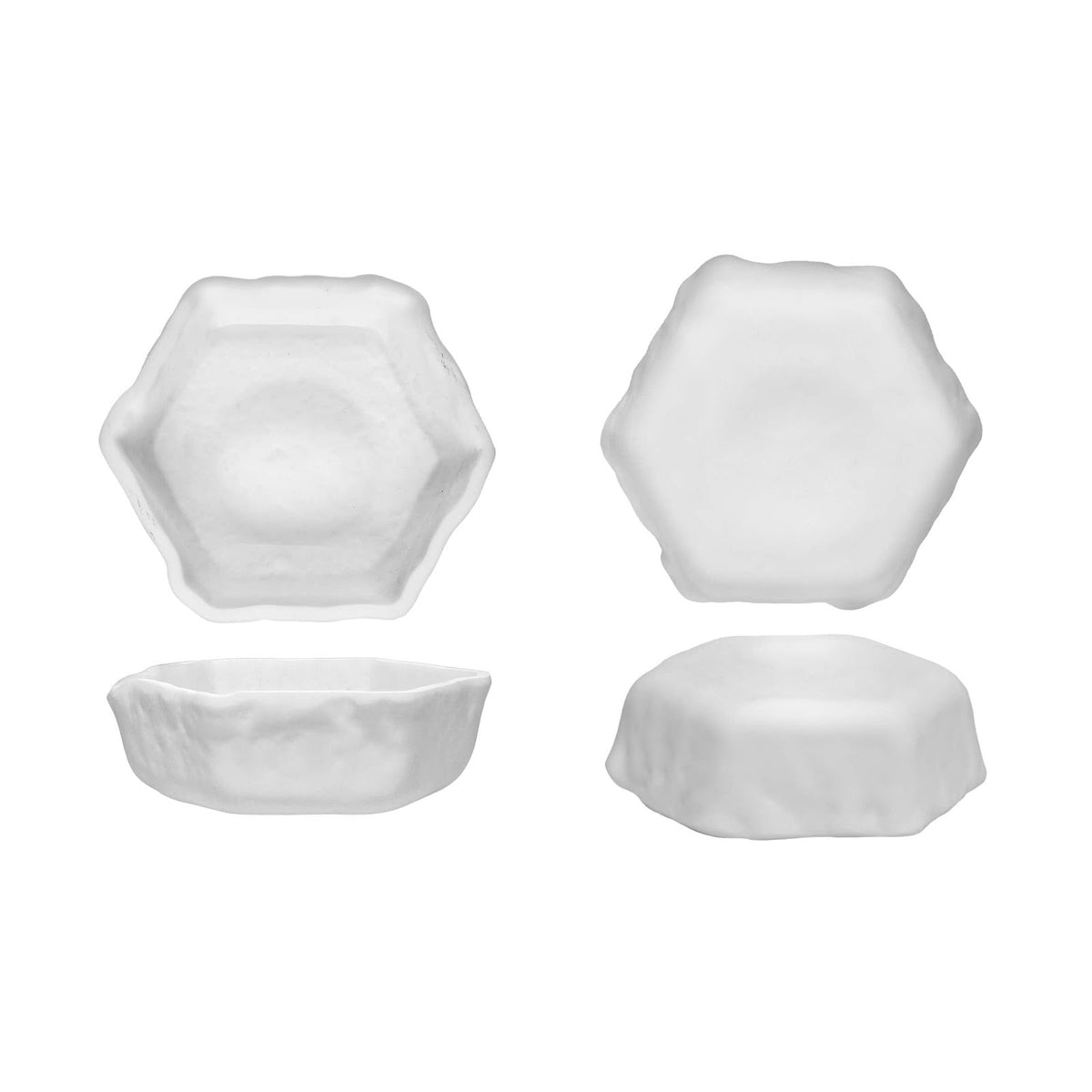 Roccia Prisma Coppetta Piatto Gourmet in Vetro Bianco Lavorato a Mano 10,5 cm H 4 cm 6 Pezzi