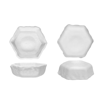 Roccia Prisma Coppetta Piatto Gourmet in Vetro Bianco Lavorato a Mano 10,5 cm H 4 cm 6 Pezzi