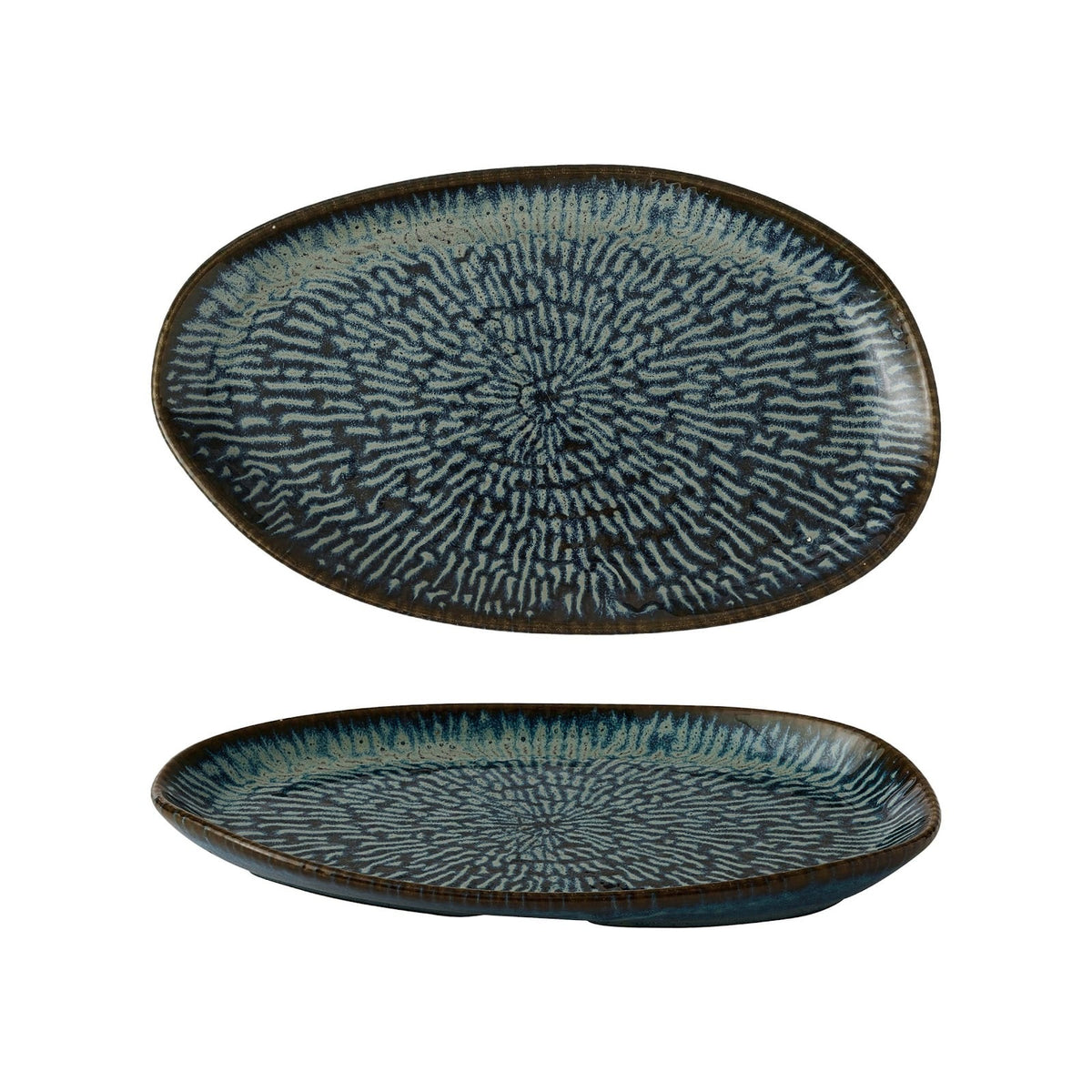 Churchill Envisage Cascade Sapphire Blue Vassoio Ovale 26x15 cm 6 Pezzi