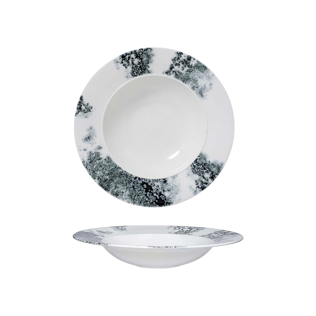 Churchill Alchemy Ambience Smoke Piatto Piano Falda Larga Fine China Nero 28 cm 6 Pezzi