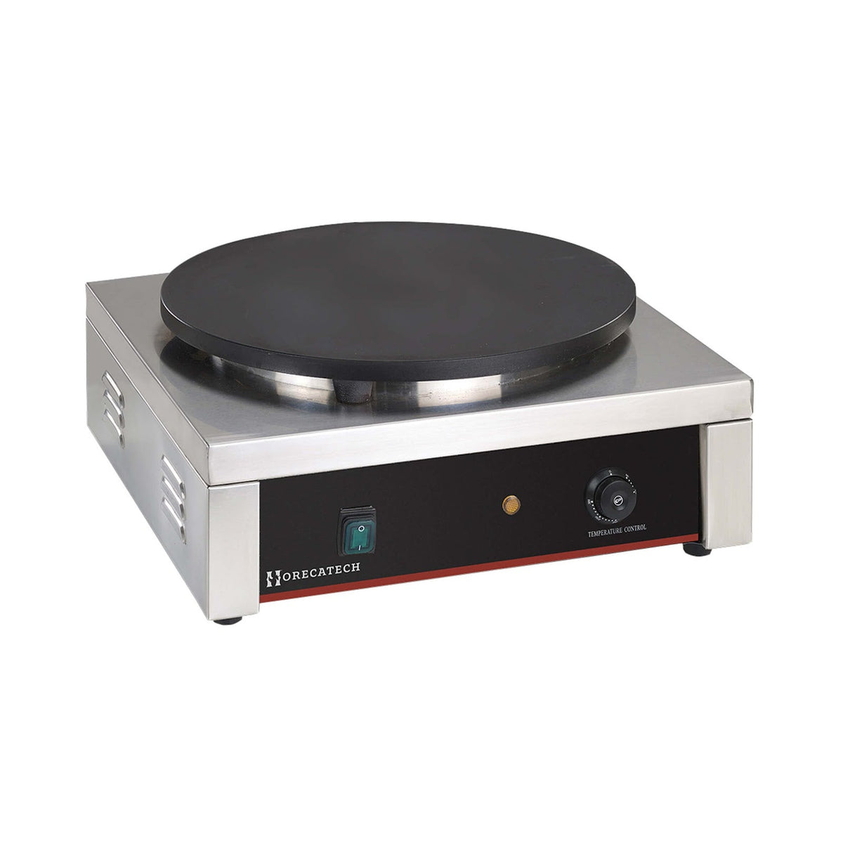Crepiera Elettrica Piastra in Ghisa Ø40 cm 3000 W con Rastrello in Legno